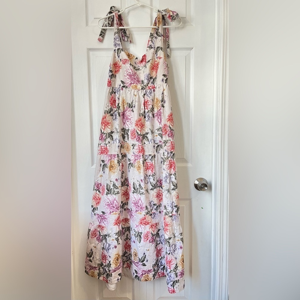 House of Harlow 1960 Floral Linen Blend Maxi Dress Medium